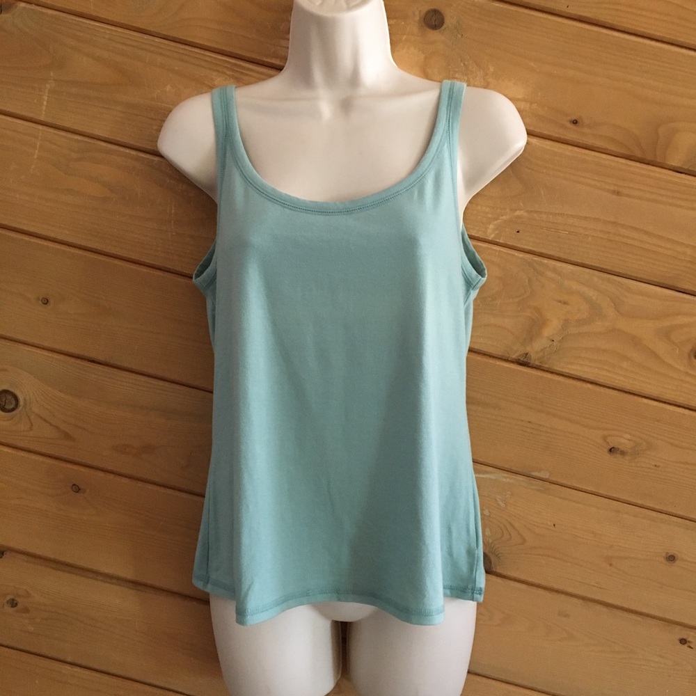 Eileen Fisher Mint Green Cotton Blend Basic Sleeveless Tank Casual Layer Top M